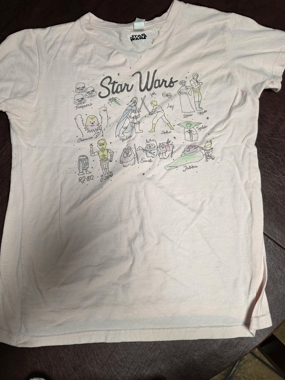 Star Wars Light Pink Short Sleeve Character Sketch Tee